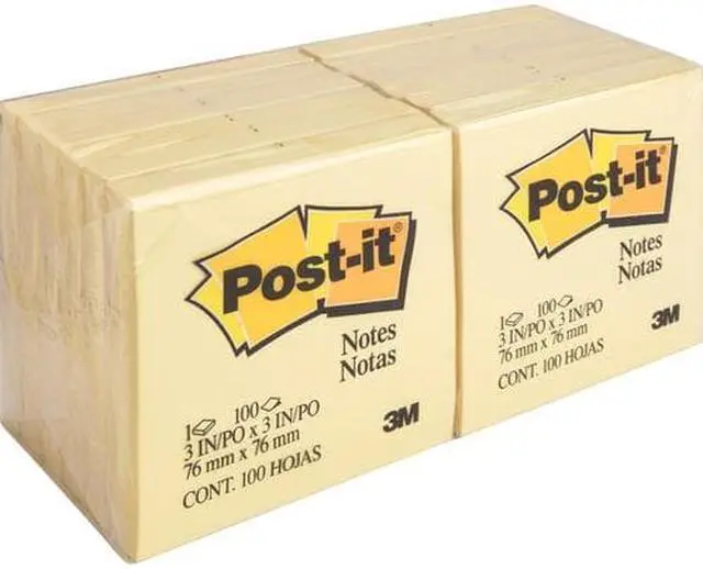 Alt view image 5 of 17 - 3M 654YW Original Notes  3 x 3  Canary Yellow  12 100-Sheet Pads Pack