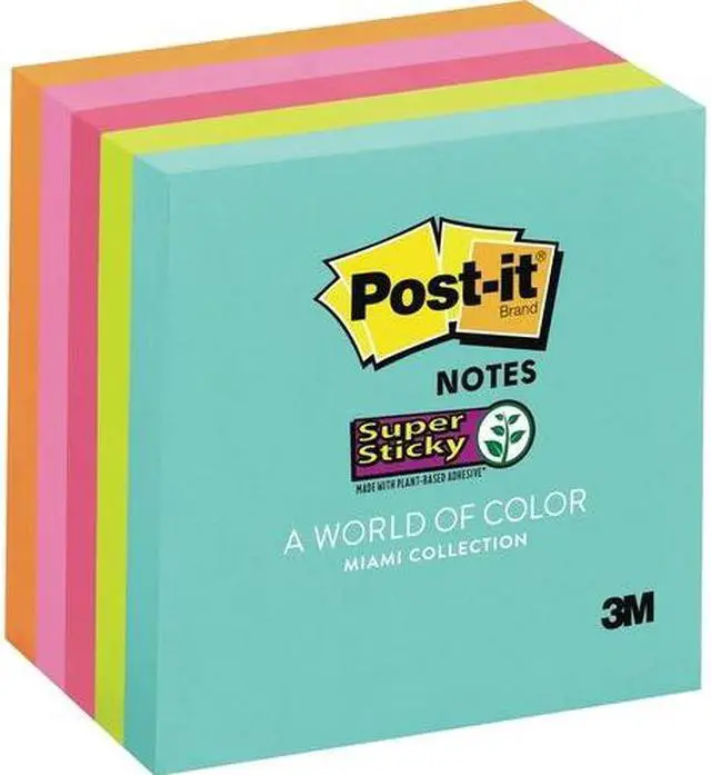 Alt view image 5 of 20 - Post-it Super Sticky Pads in Miami Colors 3 x 3 Miami 90/Pad 5 Pads/Pack 6545SSMIA