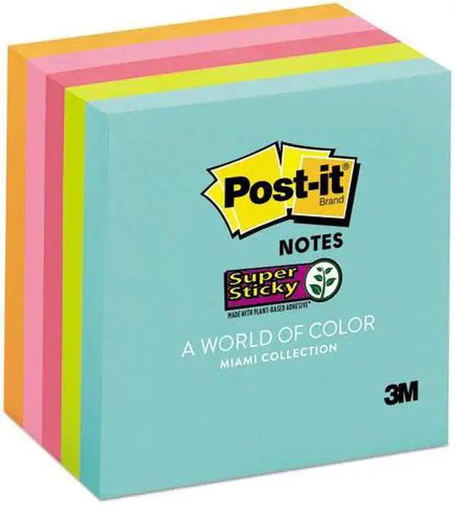 Alt view image 4 of 20 - Post-it Super Sticky Pads in Miami Colors 3 x 3 Miami 90/Pad 5 Pads/Pack 6545SSMIA