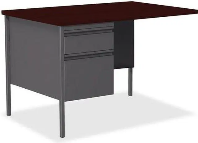 Alt view image 3 of 4 - Lorell Left Pedestal Return LH 42"x24"x29-1/2" Mahogany 60925