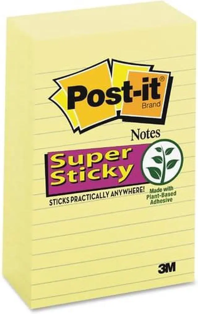 Alt view image 6 of 18 - 3M 6605SSCY Super Sticky Notes  4 x 6  Canary Yellow  Five 90-Sheet Pads Pack