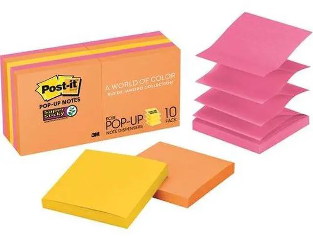 Alt view image 5 of 15 - Post-it Pop-up 3 x 3 Note Refill Rio de Janeiro 90-Sheet 10/Pack R33010SSAU