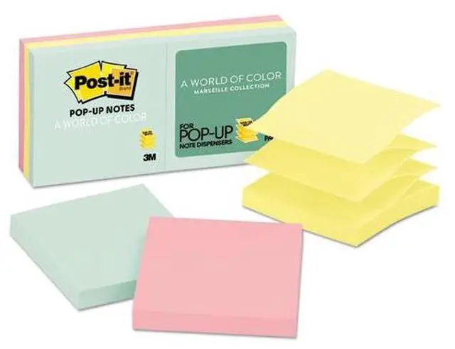 Alt view image 6 of 12 - Post-it Original Pop-up Refill 3 x 3 Assorted Marseille Colors 100-Sheet 6/Pack R330AP