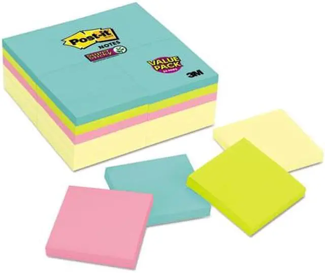Alt view image 2 of 20 - Post-it Note Pads Office Pack 3 x 3 Canary/Miami 90/Pad 24 Pads/Pack 65424SSCYM