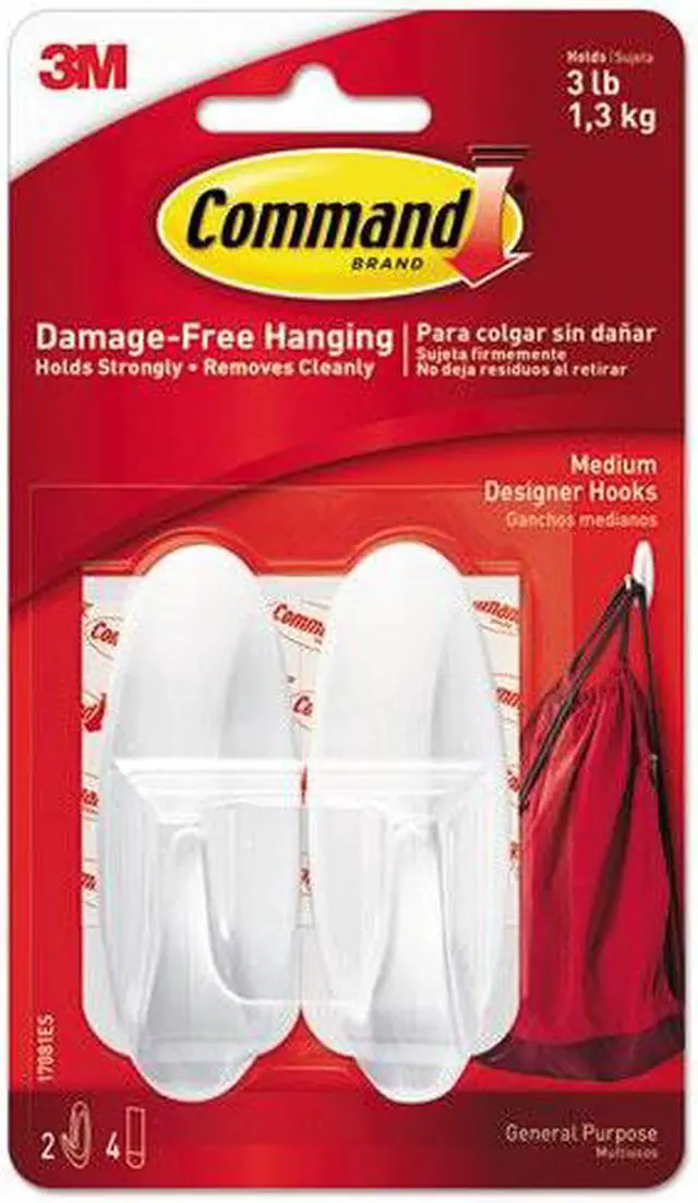 Main image of 3M 17081 Command Designer Medium Hooks 2 hooks, 4 strips