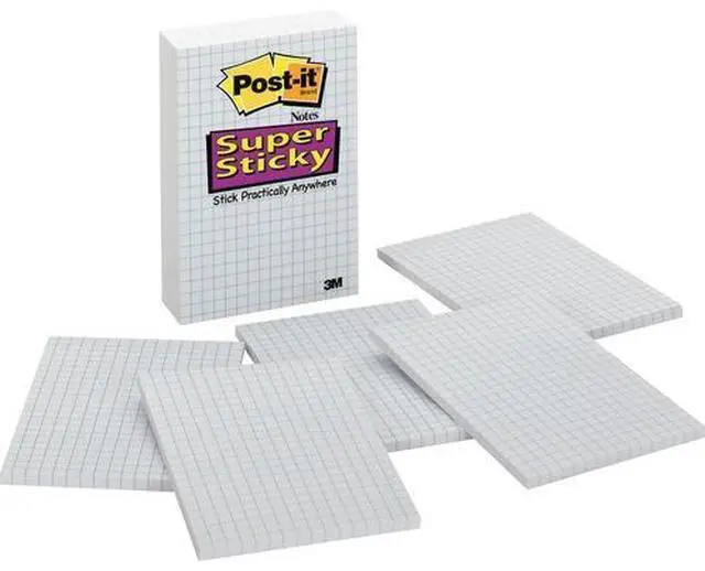 Alt view image 3 of 12 - 3M 660SSGRID Grid Notes, 4 x 6, White with Blue Grid, 3 90-Sheet Pads/Pack