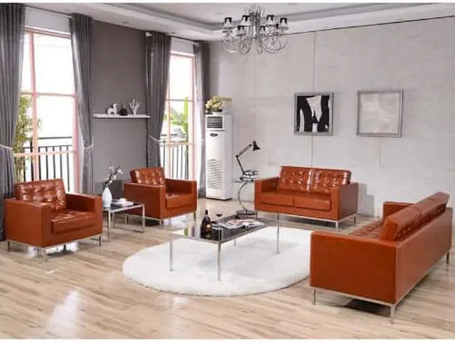 Alt view image 7 of 20 - HERCULES Lacey Series Contemporary Cognac LeatherSoft Sofa with Stainless Steel Frame