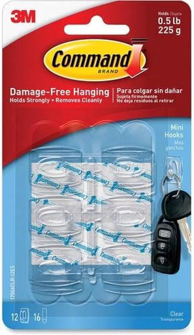 Alt view image 3 of 20 - 3M Command Clr Mini Hooks 17006CLR-ES-6PK Unit: EACH