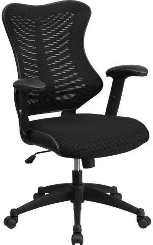 Alt view image 7 of 20 - High Back Designer Black Mesh Executive Swivel Ergonomic Office Chair with Adjustable Arms