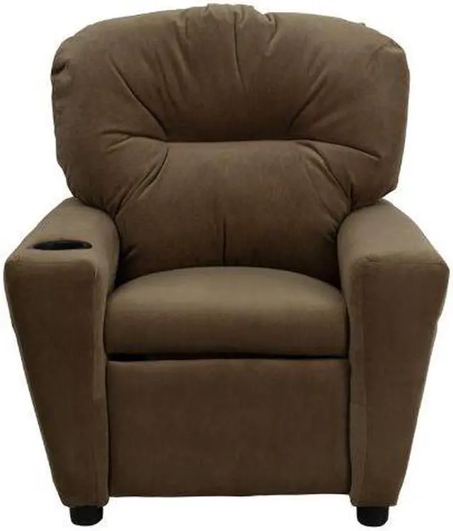 Alt view image 7 of 19 - Flash Furniture BT-7950-KID-MIC-BRWN-GG Contemporary Brown Microfiber Kids Recliner with Cup Holder