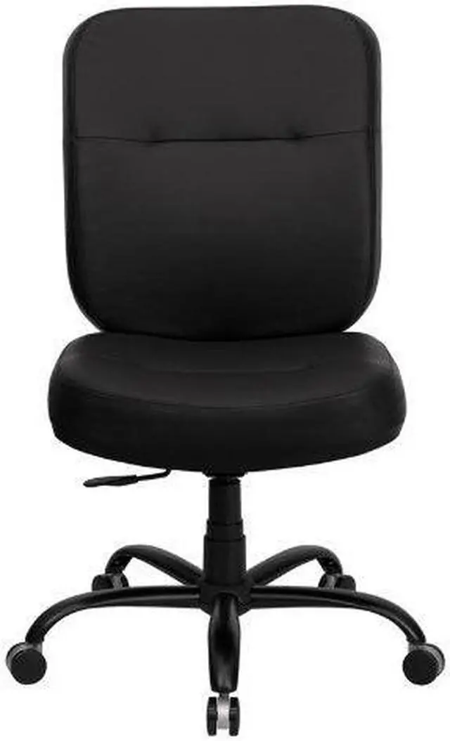 Alt view image 9 of 20 - HERCULES Series Big & Tall 400 lb. Rated Black Leather Executive Swivel Chair with Rectangular Back