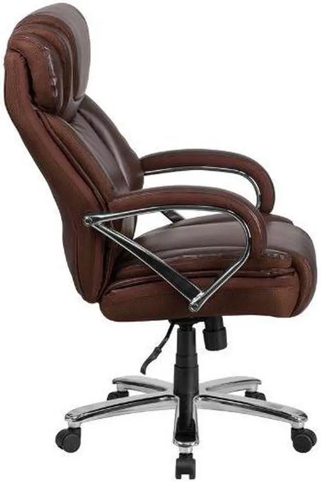 Alt view image 8 of 20 - Flash Furniture Hercules Series 500 lb Brown Leather Executive Swivel Office Chair with Extra Wide Seat