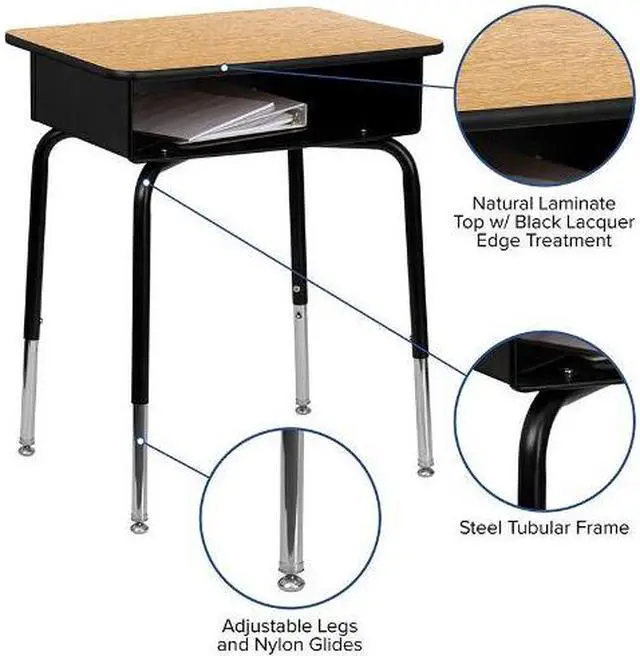 Alt view image 10 of 20 - Student Desk with Open Front Metal Book Box
