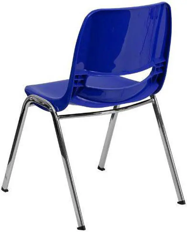 Alt view image 7 of 20 - HERCULES Series 440 lb. Capacity Kid's Navy Ergonomic Shell Stack Chair with Chrome Frame and 14" Seat Height
