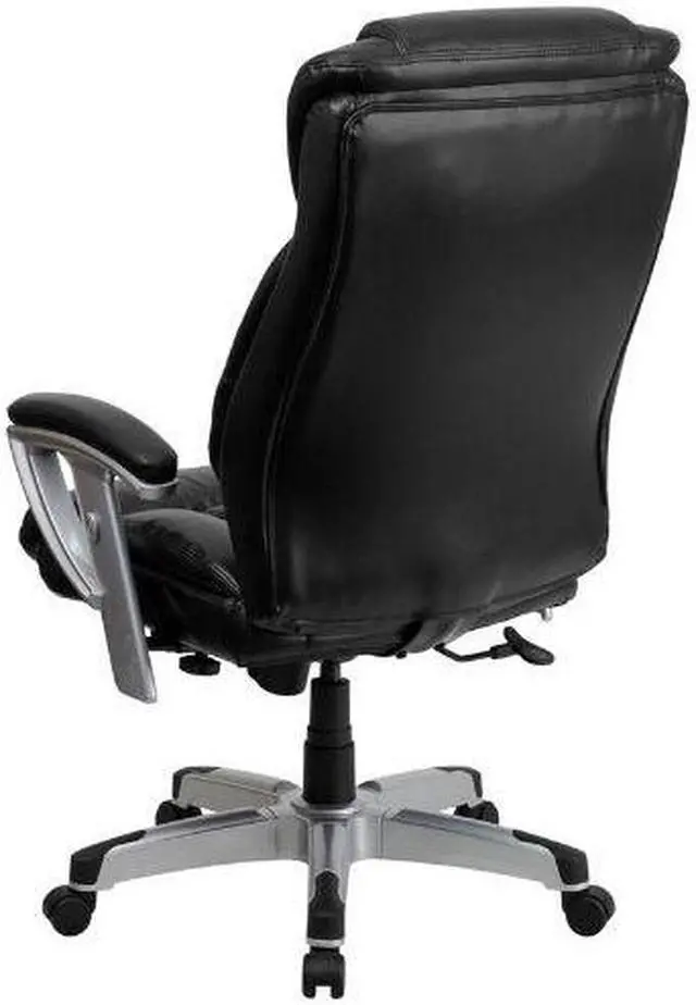 Alt view image 9 of 20 - HERCULES Series Big & Tall 400 lb. Rated Black LeatherSoft Executive Ergonomic Office Chair with Silver Adjustable Arms