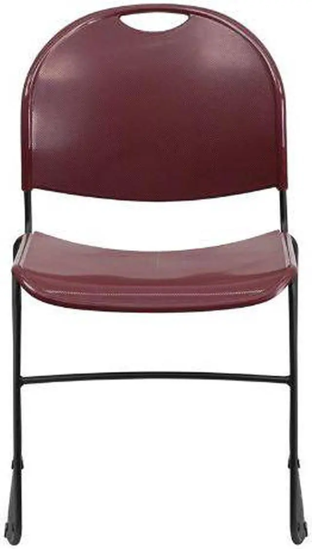Alt view image 10 of 20 - HERCULES Series 880 lb. Capacity Burgundy Ultra-Compact Stack Chair with Black Powder Coated Frame