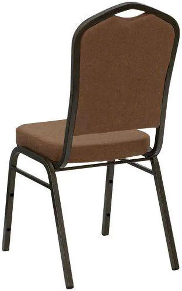 Alt view image 9 of 20 - HERCULES Series Crown Back Stacking Banquet Chair in Coffee Fabric - Gold Vein Frame