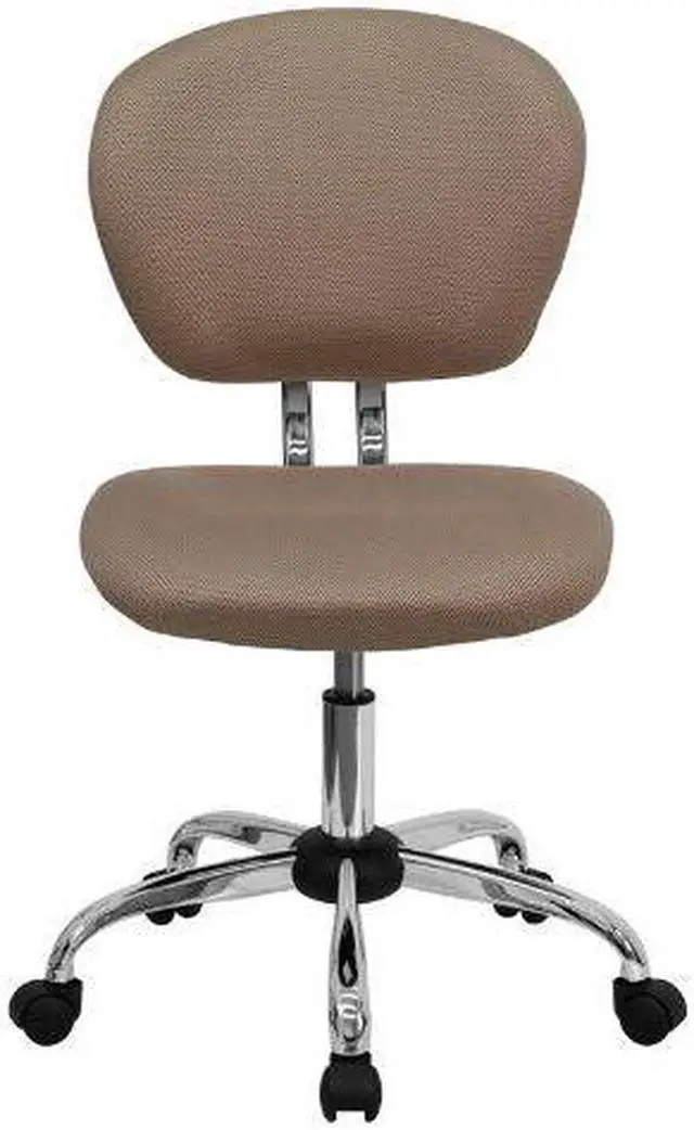 Alt view image 10 of 20 - Mid-Back Coffee Brown Mesh Padded Swivel Task Chair with Chrome Base