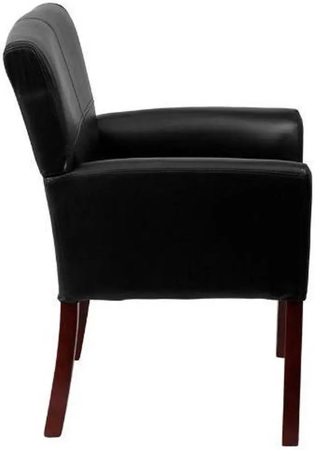 Alt view image 15 of 20 - Flash Furniture BT-353-BK-LEA-GG Black Leather Executive Side/Reception Chair with Mahogany Legs
