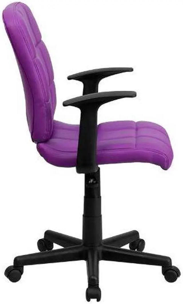 Alt view image 7 of 20 - Mid-Back Purple Quilted Vinyl Swivel Task Office Chair with Arms
