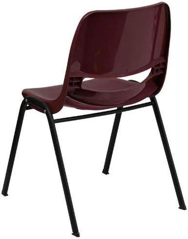 Alt view image 6 of 20 - HERCULES Series 880 lb. Capacity Burgundy Ergonomic Shell Stack Chair with Black Frame