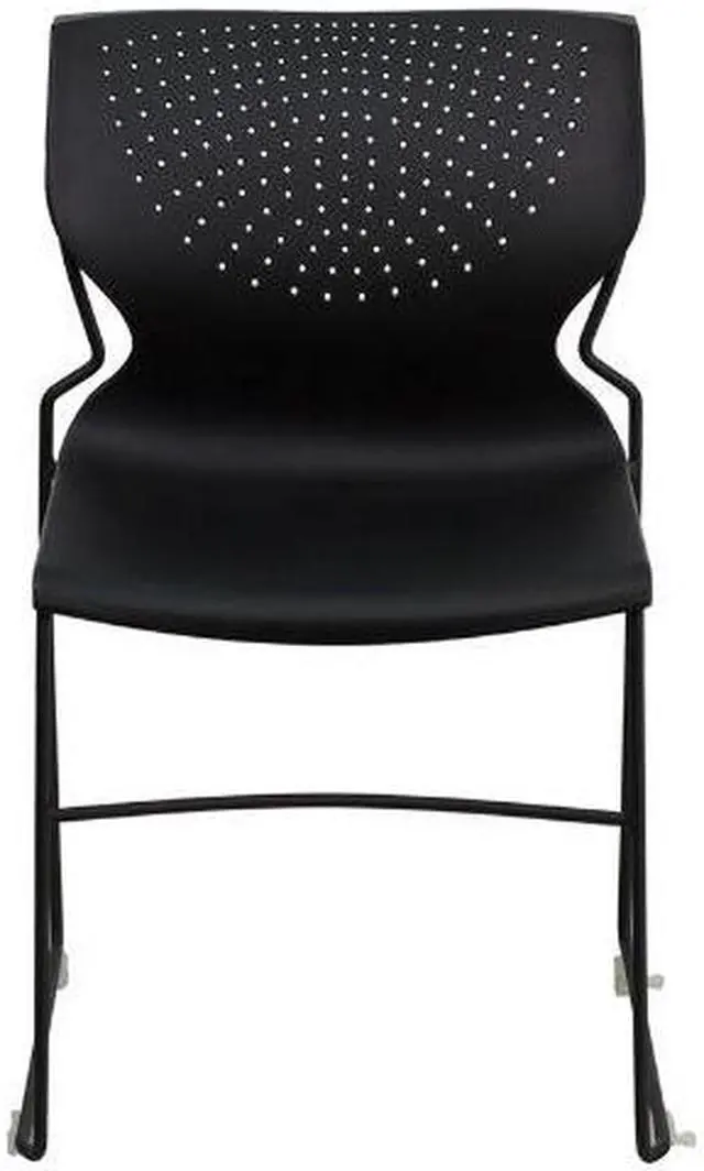 Alt view image 9 of 20 - HERCULES Series 661 lb. Capacity Black Full Back Stack Chair with Black Powder Coated Frame