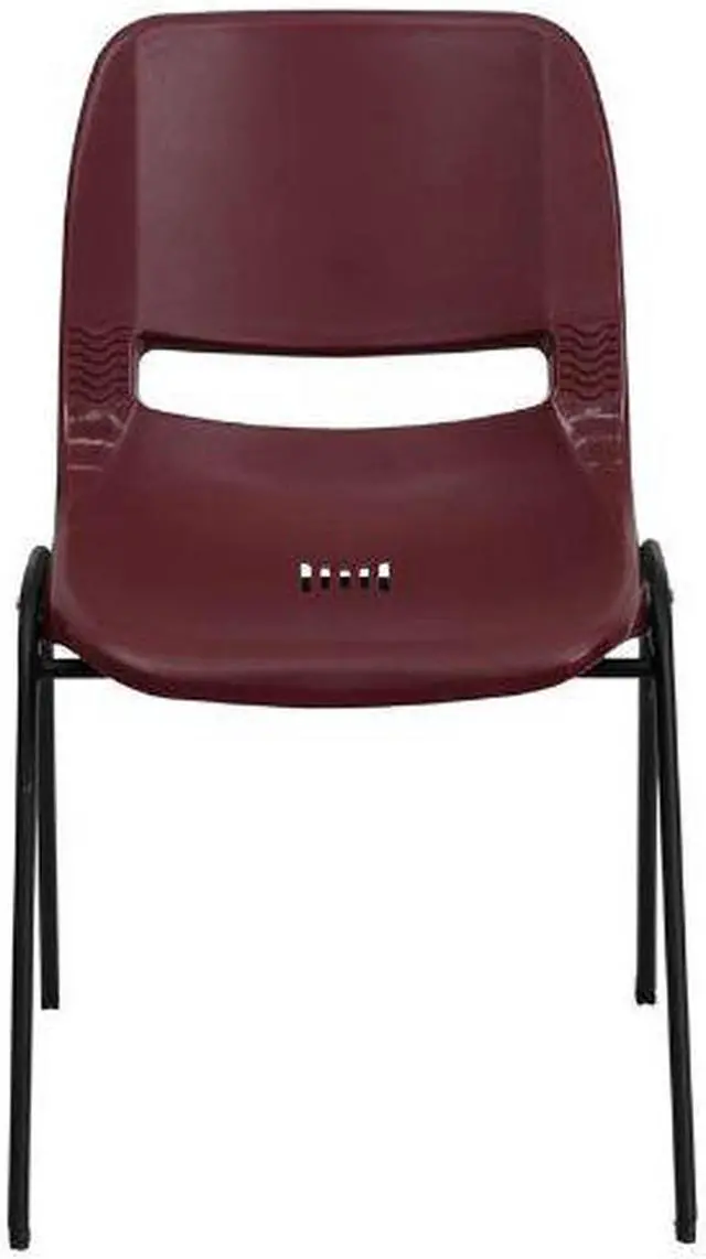 Alt view image 7 of 20 - HERCULES Series 880 lb. Capacity Burgundy Ergonomic Shell Stack Chair with Black Frame