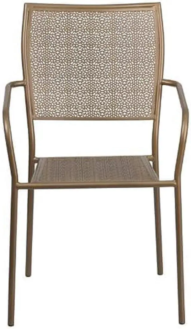 Alt view image 4 of 20 - Flash Furniture Gold Indoor-Outdoor Steel Patio Arm Chair with Square Back [CO-2-GD-GG] CO2GD