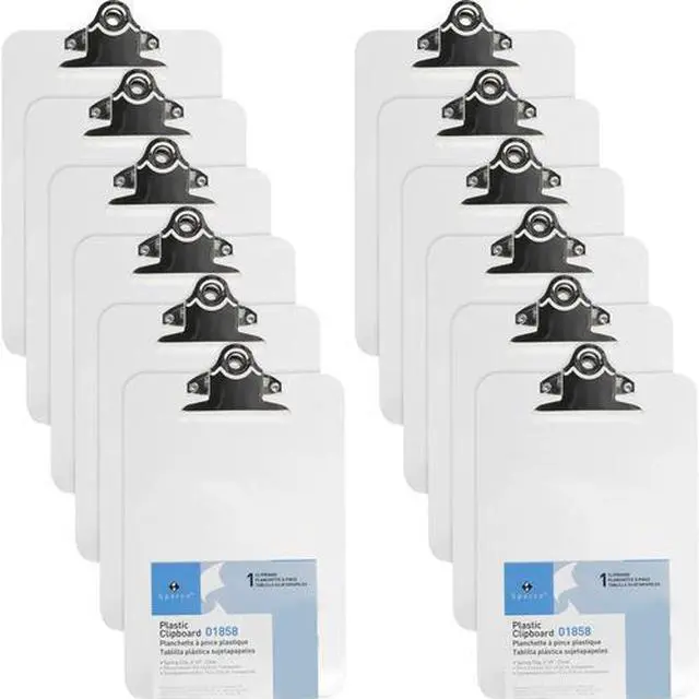 Main image of Business Source Compact Plastic Clipboard - Spring Clip - Plastic - Clear - 12 / Box BSN01858BX