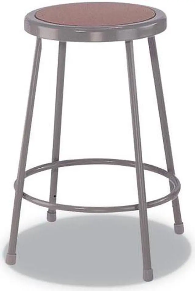 Alt view image 3 of 13 - Industrial Stool, 24", Brown/Gray Seat