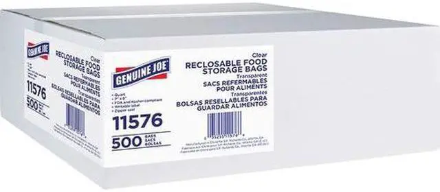 Alt view image 3 of 4 - Genuine Joe Reclosable Food Storage Bags 1-Quart 1.75mil 500/BX CL 11576