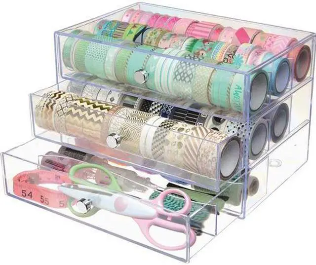Main image of Deflecto 3-drawer Transparent Storage Cube - 3 Drawer(s) - 7" Height x 10" Width x 6.8" Depth - Desk - Clear - 1Each DEF
