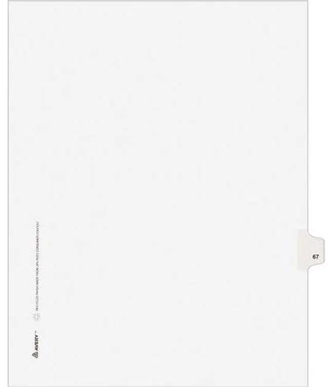 Main image of Avery-Style Legal Exhibit Side Tab Divider Title: 67 Letter White 25/Pack 01067