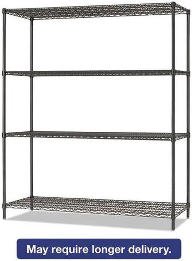Alt view image 2 of 12 - Alera - 4TIND6018BA - All-Purpose Wire Shelving Starter Kit, 4-Shelf, 60 x 18 x 72, Black Anthracite+