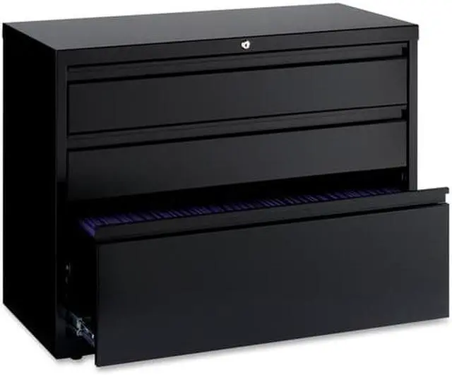 Alt view image 3 of 4 - Lorell Lateral File Cabinet 3-Drawer 36"x18-5/8"x28" Black 60929