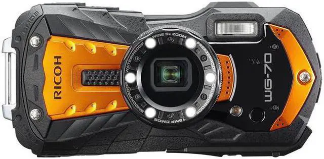 Alt view image 5 of 9 - Ricoh WG-70 Black Waterproof Digital Camera 16MP (Orange)