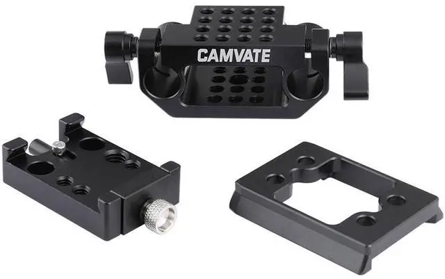 Alt view image 3 of 6 - CAMVATE Manfrotto-Style QR Sliding-in Plate with 15mm Dual Rod Clamp