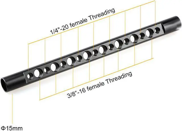 Alt view image 4 of 4 - CAMVATE 15mm Cheese Rod with 1/4" and 3/8" Threaded Holes for DSLR Rigs Camera Video Cage, 7.8" Long