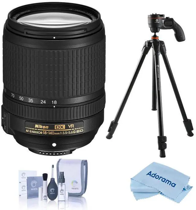 Main image of Nikon 18-140mm f/3.5-5.6G ED AF-S DX NIKKOR VR Lens w/Vesta 203AGH Al Tripod Kit