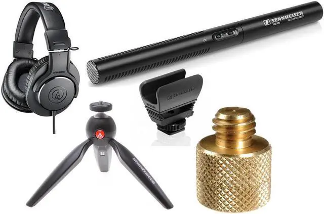 Alt view image 6 of 7 - Sennheiser MKE 600 Shotgun Microphone With Tripod /AT Monitor Headphones /Stand