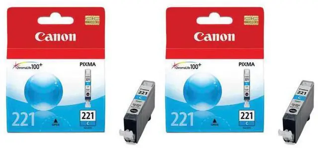 Main image of Canon 2 Pack CLI-221C Cyan Color Ink Tank for Select PIXMA iP, MP, MX Series Printers