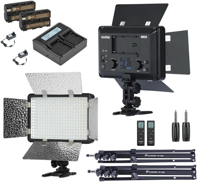 Main image of Godox LF308BI 2-Light Variable Color LED Video Light with Flash Sync Kit