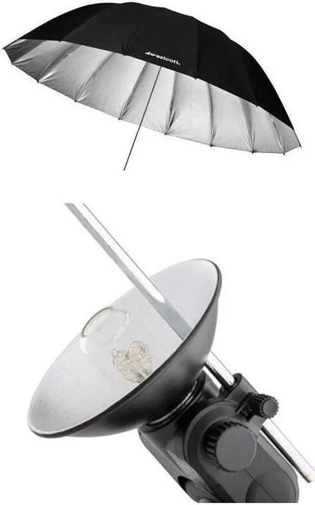 Main image of Westcott 7 Feet Silver Parabolic Umbrella - Bundle With Flashpoint Streaklight Umbrella Reflector Kit