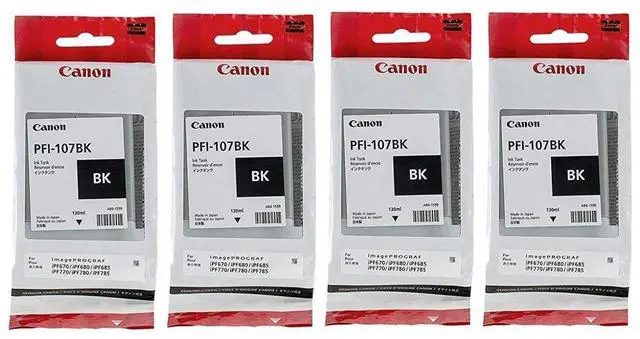 Main image of Canon 4x PFI-107 130ml Ink Tank for Canon iPF680/685/780/785, Black