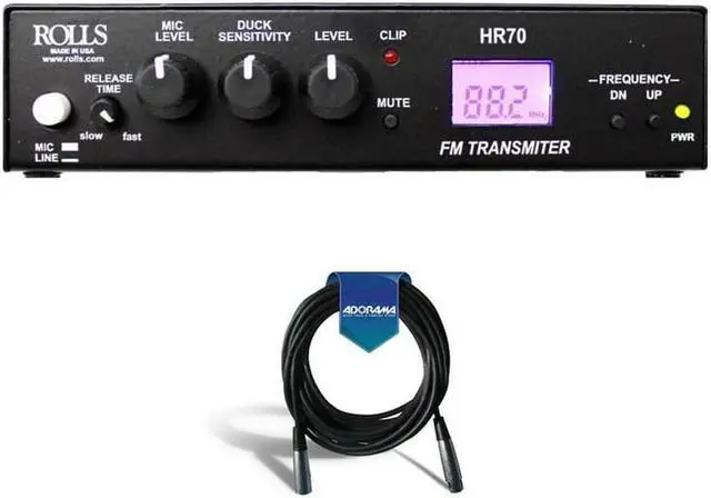 Main image of Rolls HR70 FM Digital Transmitter W/20' Microphone Cable, Male XLR to Female XLR