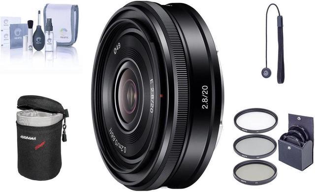 Sony E 20mm F2.8 E-Mount Lens, Black with Accessory Kit #SEL20F28