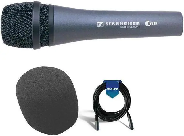 Alt view image 6 of 7 - Sennheiser Sennheiser e 835 Cardioid Handheld Vocal Microphone Bundle with Value Series XLR M to F Professional Microphone Cable, On-Stage ASWS58 Foam Windscreen for Handheld Microphones, Black