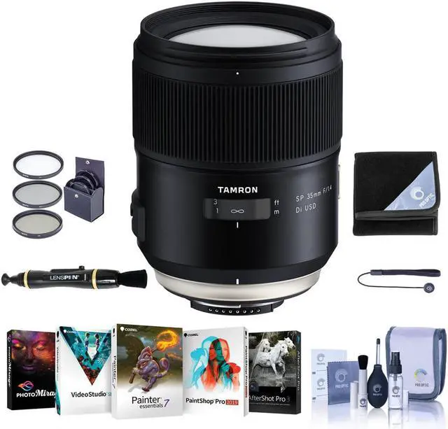 Main image of Tamron SP 35mm f/1.4 Di USD Lens for Nikon F, Bundle with ProOptic 72mm Filter Kit, Lens Wrap, Lens Cleaner, Lens Cap Tether, Cleaning Kit, PC Software Kit
