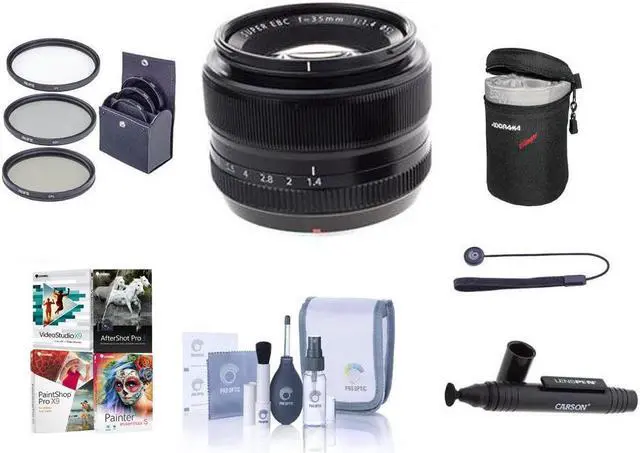 Main image of Fujifilm XF 35mm f/1.4 Lens, Bundle with Tiffen 52mm Filter Kit, Lens Case, Lens Cap Tether, Cleaning Kit, Lens Cleaner, Software Kit