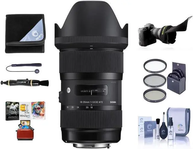 Main image of Sigma 18-35mm f/1.8 DC HSM ART Lens for Nikon F, Bundle with ProOptic 72mm Filter Kit, Flex Lens Shade, Cleaning Kit, Cap Tether, Lens Wrap, LensPen Lens Cleaner, Mac Software Kit